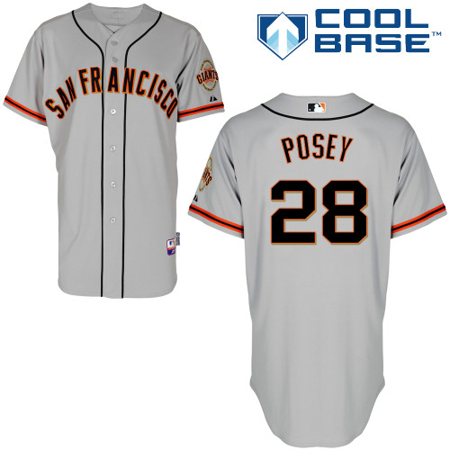 Buster Posey #28 MLB Jersey-San Francisco Giants Men's Authentic Road 1 Gray Cool Base Baseball Jersey